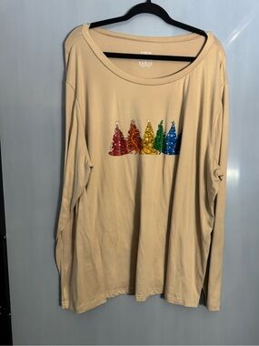 SHEIN Cream Scoop Neck Long Sleeve Basic Top